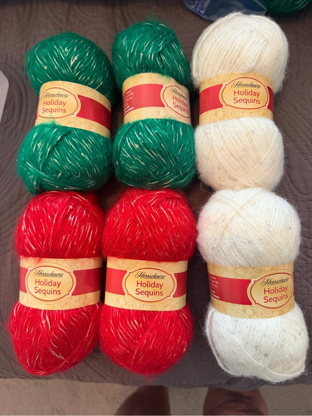 Herrschnerrs Holiday Sequins Yarn Pack - Green, Red, White